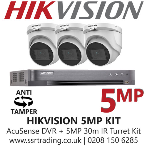 Hikvision 5MP Kit - 4CH DVR With 3x Anti Tamper Screw Turret Cameras