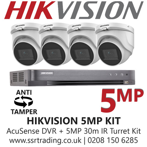 Hikvision 5MP Kit - 4CH DVR With 4x Anti Tamper Screw Turret Cameras