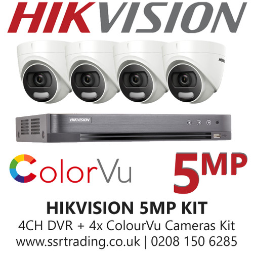 Hikvision 5MP Kit - 4CH DVR With 4x ColorVu Turret Cameras