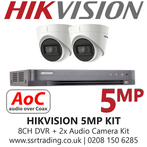 Hikvision 5MP Kit - 8CH DVR With 2x Audio Turret Cameras