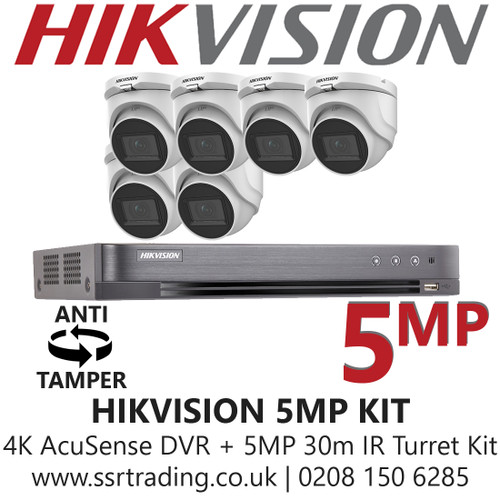 Hikvision 5MP Kit - 8CH DVR With 6x Anti Tamper Screw Turret Cameras