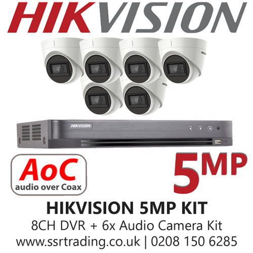 Hikvision 5MP  Kit - 8CH DVR With 6x Audio Turret Cameras