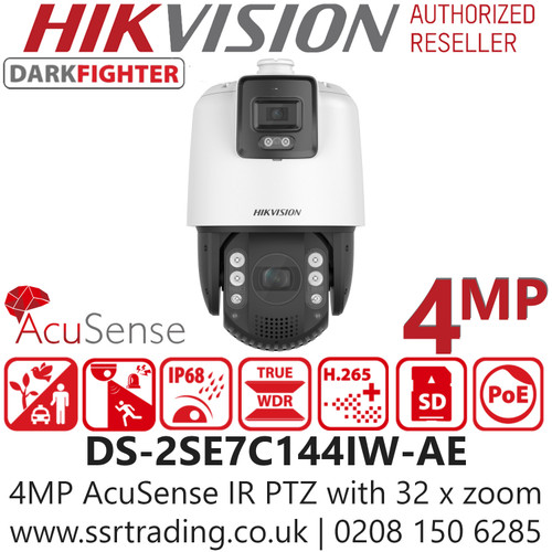 Hikvision 4MP 32 x Zoom DarkFighter AcuSense IR PoE Speed Dome PTZ Camera - DS-2SE7C144IW-AE(32X/4)(S5)