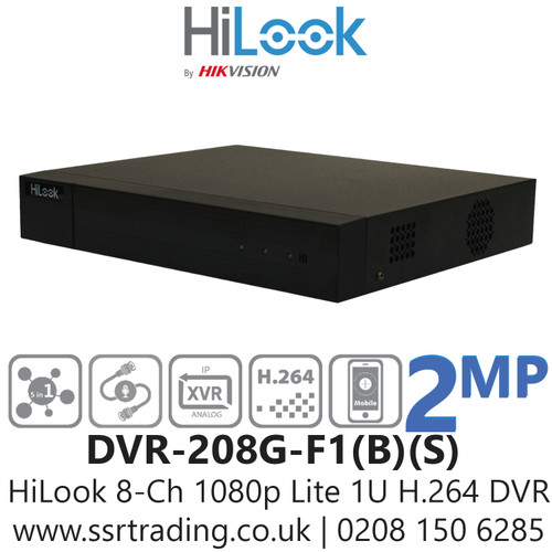 HiLook DVR-208G-F1(B)(S) 8 Channel 1080p Lite AoC 1U H.264 8Ch DVR 