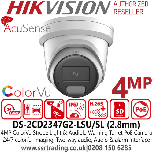 Hikvision 4MP Turret PoE Camera-DS-2CD2347G2-LSU/SL(2.8mm)