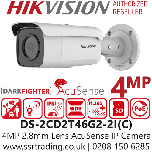 Hikvision DS-2CD2T46G2-2I(2.8mm) (C ) 4MP AcuSense DarkFighter Outdoor PoE IP Bullet Camera - 2.8mm Lens - 60m IR Range 