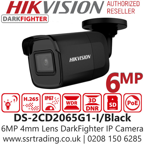 Hikvision 6MP IP PoE Black Bullet Camera - DS-2CD2065G1-I/Black