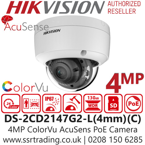 Hikvision 4MP ColorVu AcuSense PoE Camera - DS-2CD2147G2-L (C)