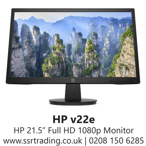 HP v22e Full HD Monitor (1920 x 1080) 21.5 Inch (1 VGA, 1 HDMI) - Black