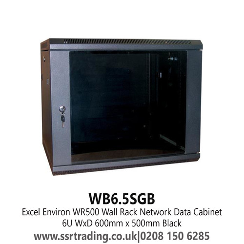 Excel Environ WR500 Wall Rack Network Data Cabinet 6U WxD 600mm x 500mm Black - WB6.5SGB