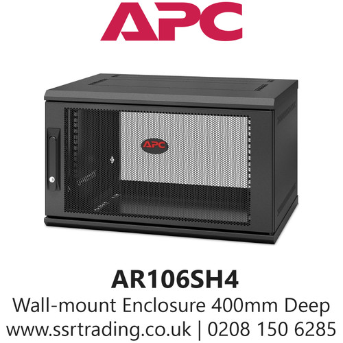 APC NetShelter - WX 6U Single Hinged Wall-mount Enclosure 400mm Deep in Black Colour- AR106SH4