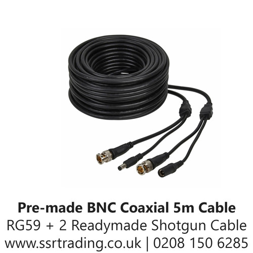 Pre Made 5M HD BNC RG59 2 Core Video Power Coax Cable - CAB HD-5M 