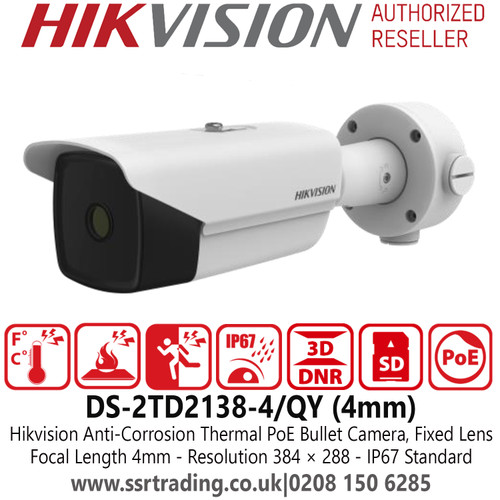 DS-2TD2138-4/QY Hikvision Thermal Network PoE Bullet Camera with 4mm Fixed Lens 