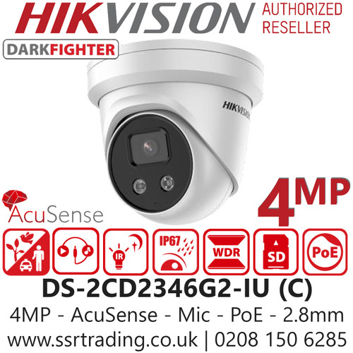 Hikvision 4MP PoE IP Turret Camera - DS-2CD2346G2-IU(2.8mm)