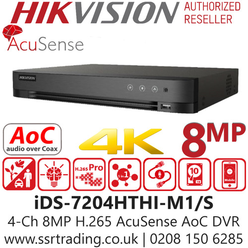 Hikvision  4 Channel 8MP AcuSense AoC 4K DVR - iDS-7204HTHI-M1/S