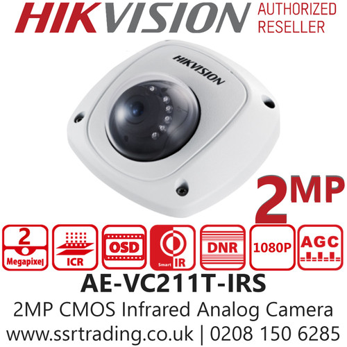 Hikvision 2MP 1/2.9”CMOS IR Dot Matrix Hemispherical TVI Camera - AE-VC211T-IRS