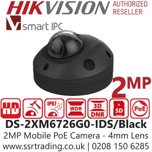 Hikvision 2MP Full HD 1080p IR Mobile Dome PoE IP Camera in Black - DS-2XM6726G0-IDS(4mm)(Black)(C)