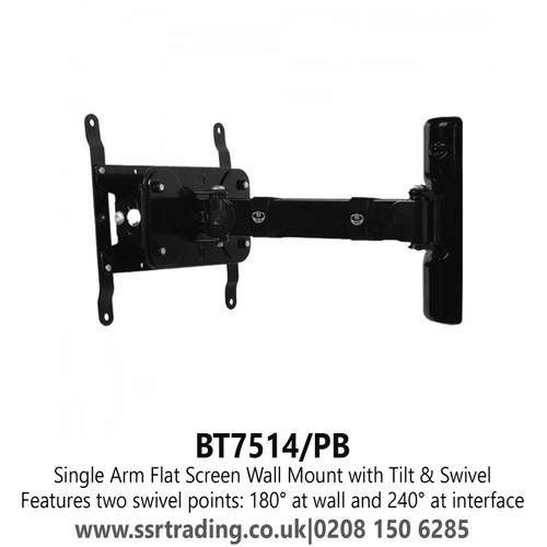 Single Arm Flat Screen Wall Mount with Tilt & Swivel - BT7514/PB 