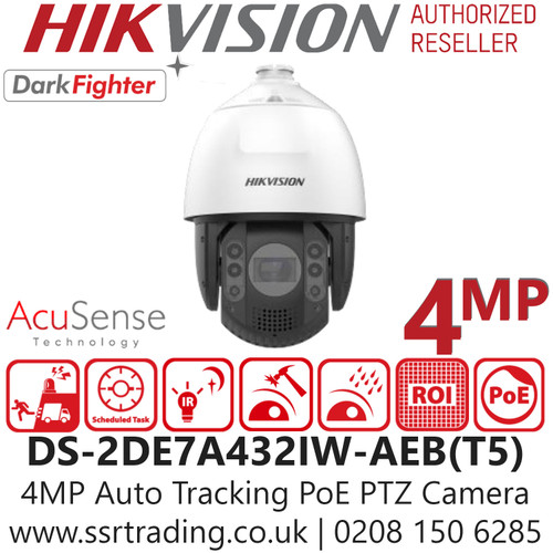 Hikvision 4MP PoE PTZ Camera - DS-2DE7A432IW-AEB(T5)