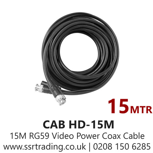 Pre Made 15M HD BNC RG59 Video Power Coax Cable - CAB HD-15M 