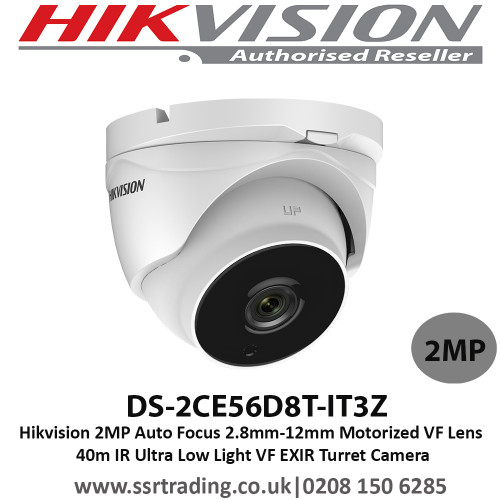  Hikvision 2MP Auto Focus 2.8mm-12mm Motorized VF Lens 40m IR Ultra Low Light VF EXIR Turret Camera - DS-2CE56D8T-IT3Z