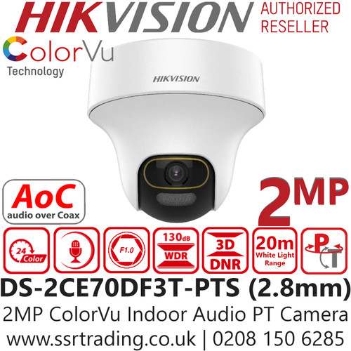 Hikvision 2MP ColorVu Audio TVI PT Camera - DS-2CE70DF3T-PTS 
