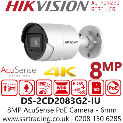 Hikvision 8MP AcuSense PoE Camera - DS-2CD2083G2-IU (6mm)