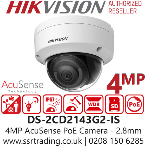 Hikvision 4MP AcuSense Dome PoE Camera - DS-2CD2143G2-IS(2.8mm) 