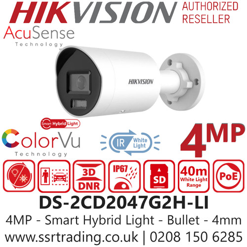 Hikvision 4MP IP PoE Smart Hybrid Light Network Bullet Camera - DS-2CD2047G2H-LI (4mm)