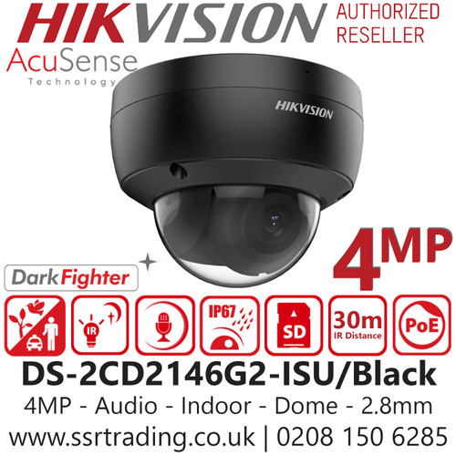 Hikvision 4MP Audio PoE Dome Camera - DS-2CD2146G2-ISU/Black