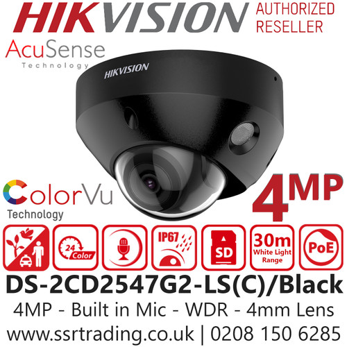 Hikvision 4MP Audio PoE Camera-DS-2CD2547G2-LS(C)/Black