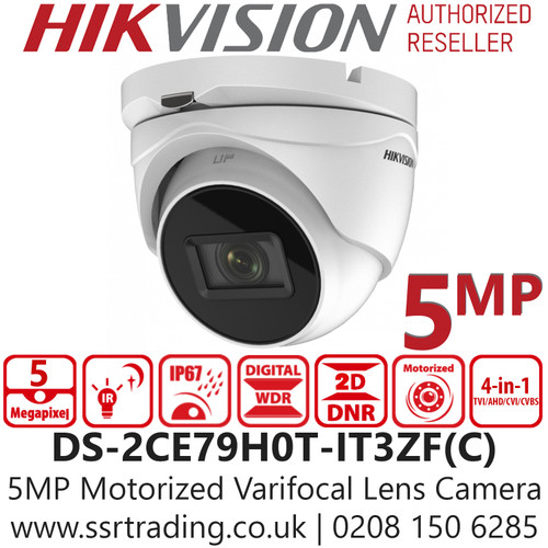 Hikvision 5MP Outdoor Turret 4-in-1 Camera with 2.7 - 13.5mm Motorized Varifocal Lens, 40m IR Range - DS-2CE79H0T-IT3ZF (C)