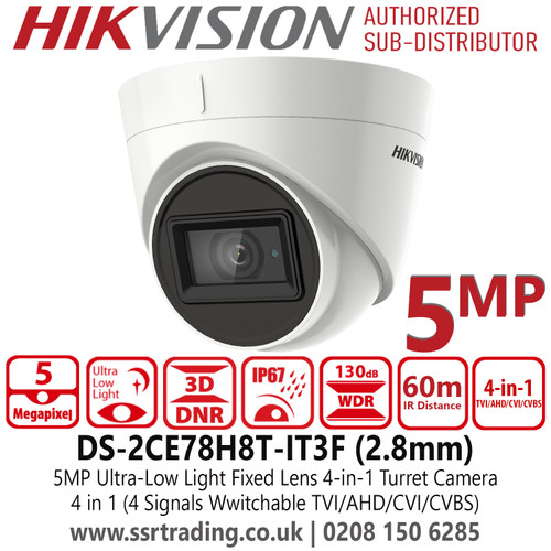 Hikvision 5MP Ultra Low Light Turret Camera DS-2CE78H8T-IT3F (2.8mm)