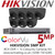 CCTV Kit Hikvision 5MP Balun Kit - 8CH DVR + 7x Grey ColourVu Turret Cameras