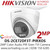Hikvision 2MP 2.8mm Fixed Lens AoC ColorVu PIR Siren Audio TVI Turret CCTV Camera, 20m IR  White Light Distance, IP67 Weatherproof, Strobe light & audio alarm, Built in MIC & Speaker - DS-2CE72DF3T-PIRXOS (2.8mm)