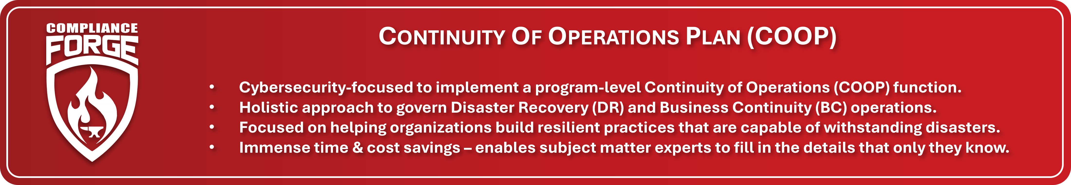 Continuity of Operations Plan (COOP) - Disaster Recovery & Business Continuity