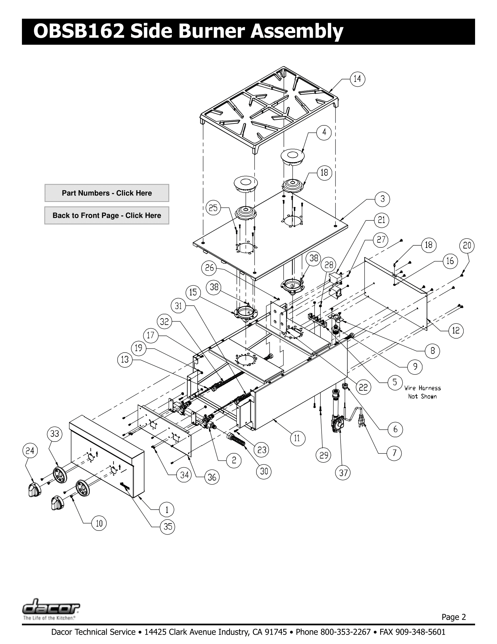 Dacor OBSB162 Assembly Schematic