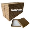 Made in & Ships from USA - 100 Boxes - Custom Printed Natural Kraft Jewelry Boxes - 3-1/2" x 3-1/2" x 7/8"