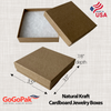 Made in & Ships from USA - 100 Boxes - Custom Printed Natural Kraft Jewelry Boxes - 3-1/2" x 3-1/2" x 7/8"
