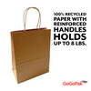 250 Bags - Custom Branded Recycled Kraft Paper Bags - 8.25" x 4.33" x 10.6"