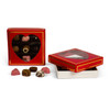 CLEARANCE - MADE IN USA -  50 Boxes - 8 oz. Candy Box Covers - Red/Gold & Heart Window - 5-3/4" x 5-3/4" x 1-1/8"