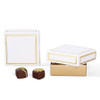 CLEARANCE - MADE IN USA - 50 Covers - 3 oz. Candy Box Covers- White with Gold 3-11/16" x 3-11/16" x 1-1/8"