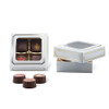 CLEARANCE  - MADE IN USA - 50 Covers - 3 oz. Candy Box Covers - White wth Gold & Window 3-11/16" x 3-11/16" x 1-1/8"