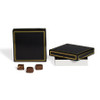 CLEARANCE-MADE IN USA -  50 Boxes - 8 oz. Candy Box Covers - Black/Gold Trim - 5-3/4" x 5-3/4" x 1-1/8"