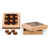 CLEARANCE-MADE IN USA -  45 Boxes - 8 oz. Candy Box Covers - Kraft with Window - 5-3/4" x 5-3/4" x 1-1/8"