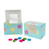 CLEARANCE MADE IN USA - 50 Boxes - 1/4 lb. Turquoise Polka Dots - Easter Egg Boxes 3-5/8" x 2-3/8" x 2-3/8"