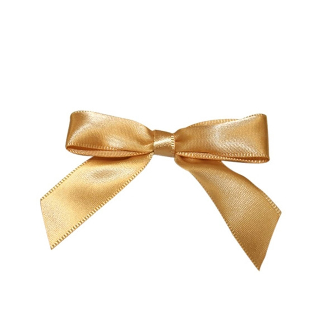 5/8 Pre-Tied Satin Twist Tie Bows - Old Gold