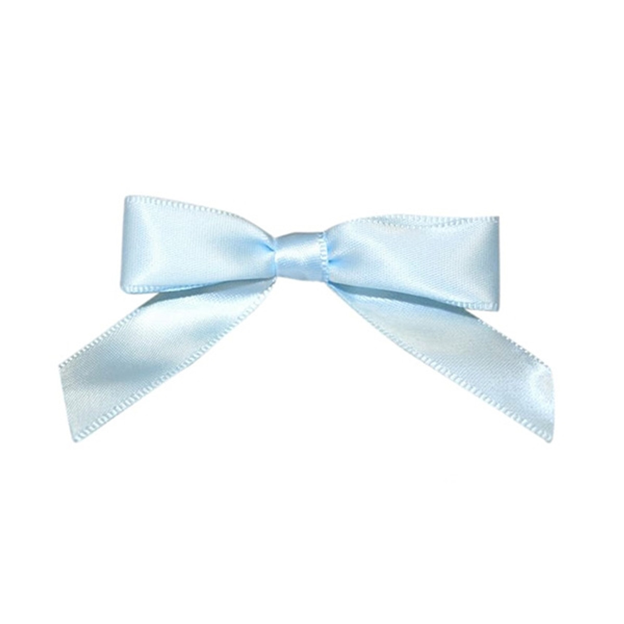 5/8 Ribbon - Pre-Tied Satin Twist Tie Bows - Light Blue - 100 Bows