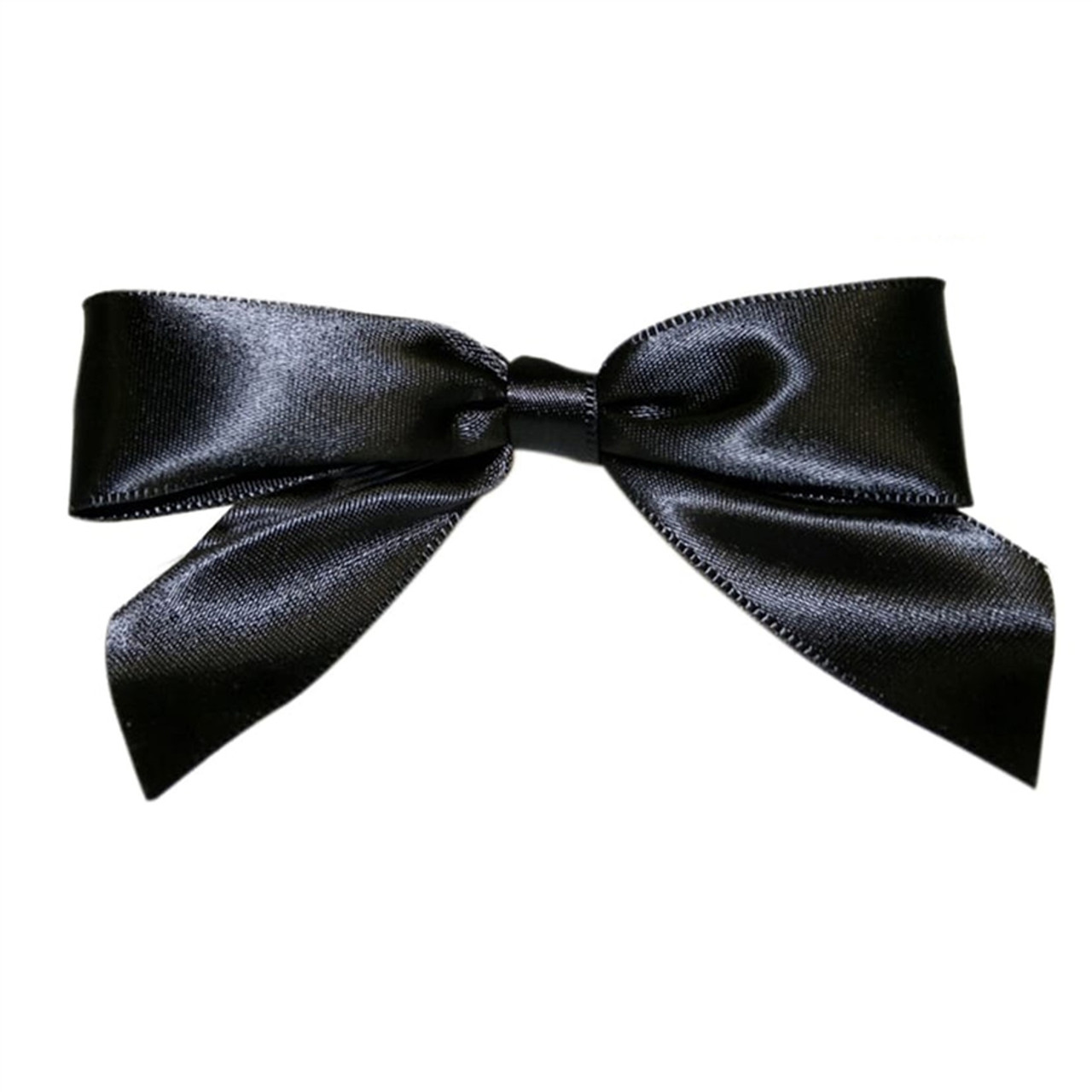 7/8 Pre-Tied Satin Twist Tie Bows - Black