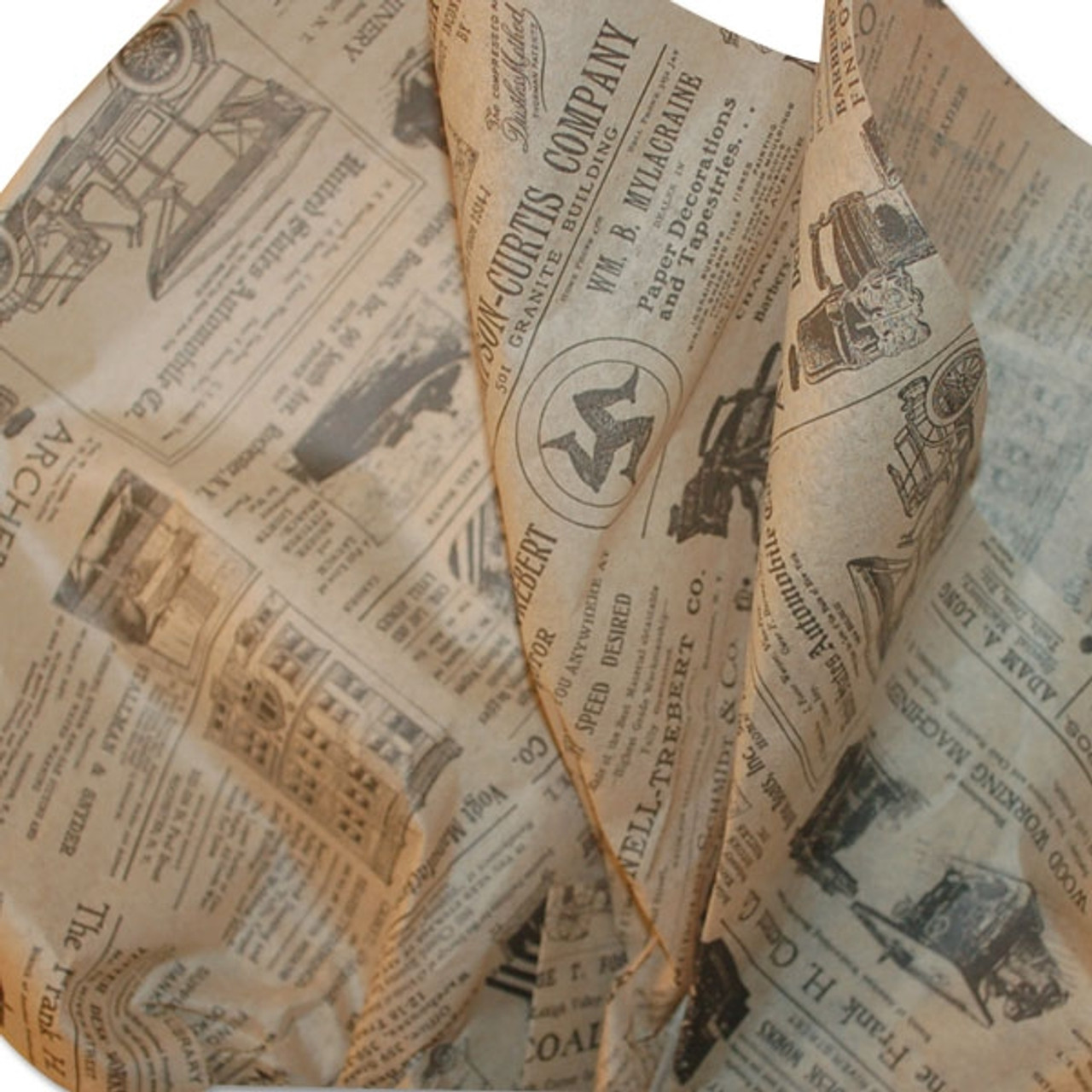 Vintage Newspaper Pattern Tissue Paper 20 x 30 Sheets - 240 / Pack